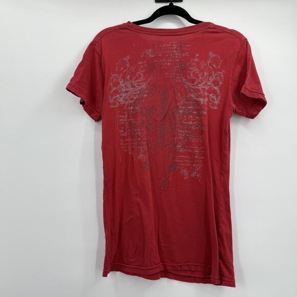 Buckle Shirt Womens Extra Large Red Graphic Cross Faded Made in USA Y2K Mallcore - Picture 4 of 9